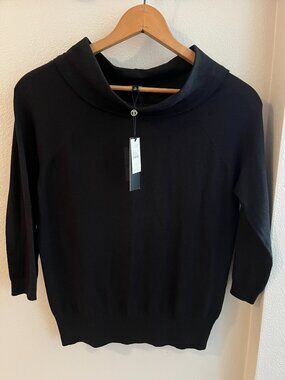 Talbots Wool-Blend Cowl-Neck Sweater in Black